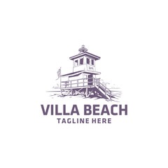 Fototapeta premium Villa beach logo vector illustration