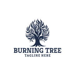 Burning tree logo vector illustration