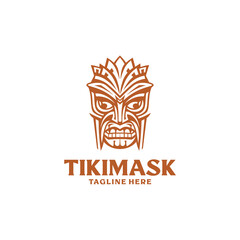 Tiki mask logo vector illustration