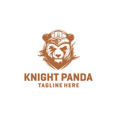 Knight panda logo vector illustration