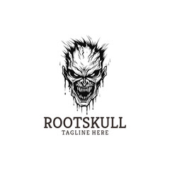 Root skull logo vector illustration
