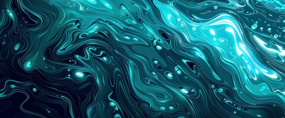 Fototapeta premium Pulsating Data Currents In A Liquid Medium, Cartoon Style, Background