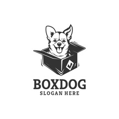 Box dog logo vector illustration