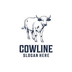 Cow illustration,farm and agriculture logo vector illustration
