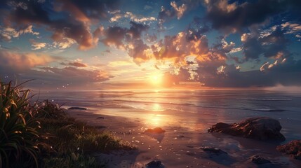 Obraz premium Stunning Coastal Sunrise Scene