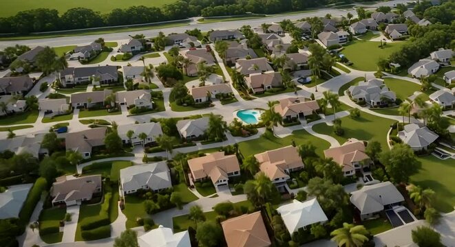 Aerial View of Suburban Homes in Florida
