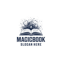 Magic book logo vector illustration