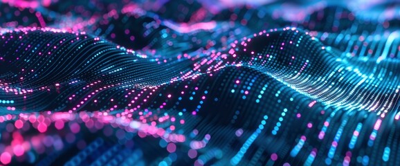 Pulsating Data Points With Metallic Textures, Cartoon Style, Background