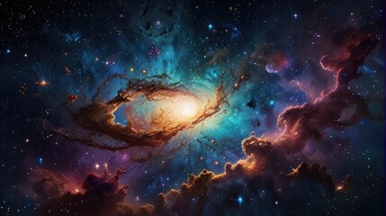Obraz premium A universe with realistically dazzling and fascinating planets