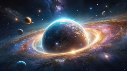 Obraz premium A universe with realistically dazzling and fascinating planets