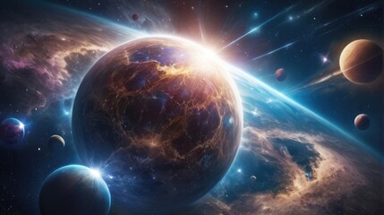Obraz premium A universe with realistically dazzling and fascinating planets
