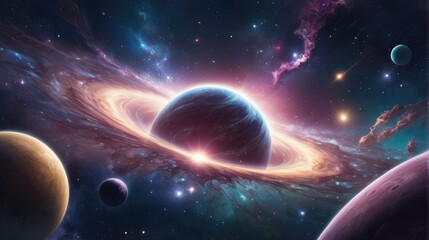 Obraz premium A universe with realistically dazzling and fascinating planets