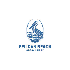 Pelican beach logo vector illustration