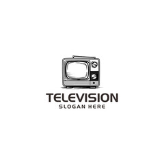 Vintage television logo vector illustration