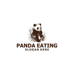 Eating panda logo vector illustration