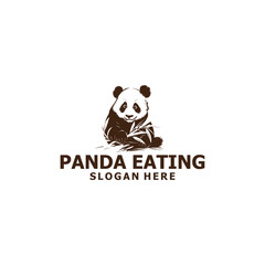 Eating panda logo vector illustration