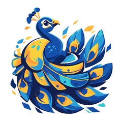 Happy cute peacock cartoon illustration