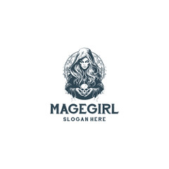 Mage girl logo vector illustration