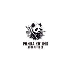 Eating panda logo vector illustration
