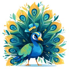 Happy cute peacock cartoon illustration