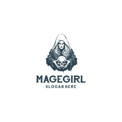 Mage girl logo vector illustration