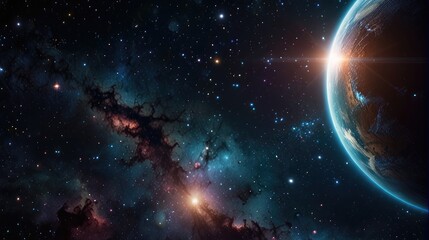 Obraz premium A universe with realistically dazzling and fascinating planets