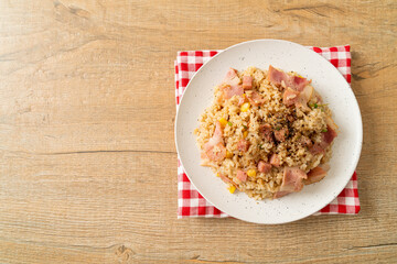 fried rice with bacon ham and black peppers