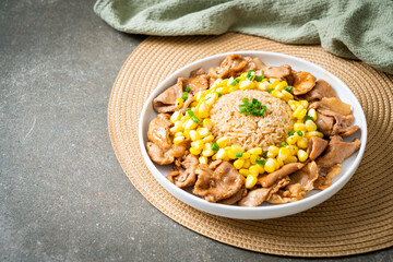fried rice with pork sliced and corn