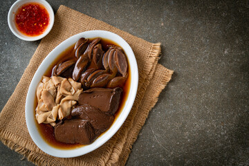 stewed duck offal in brown soup