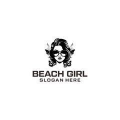 Beach girl logo vector illustration