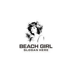 Beach girl logo vector illustration