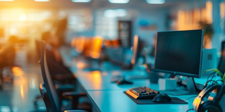 A computer desk with a keyboard and mouse on it