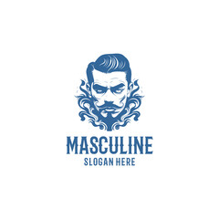 Masculine man logo vector illustration