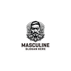 Masculine man logo vector illustration
