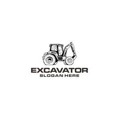 Excavator vintage logo vector illustration