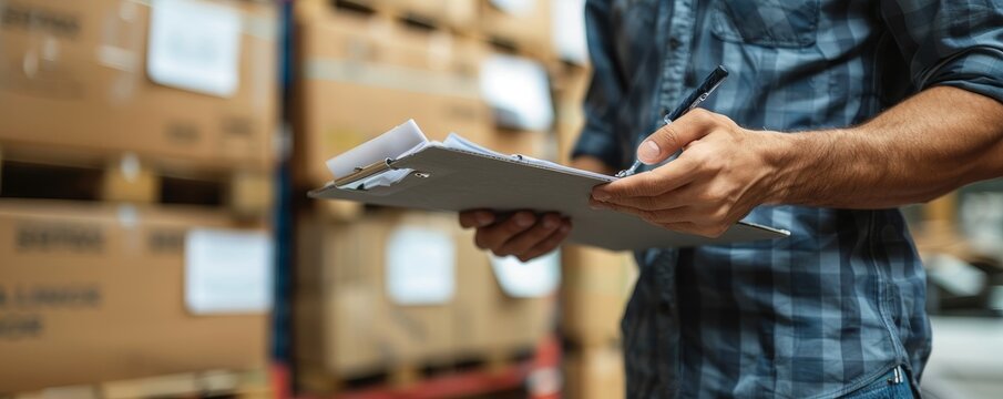 A person checking off a moving checklist