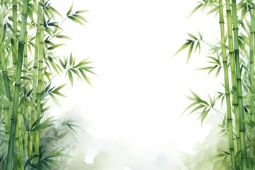 Bamboo Forest Border, Watercolor Natureinspired Border, watercolor illustration, isolated on white background