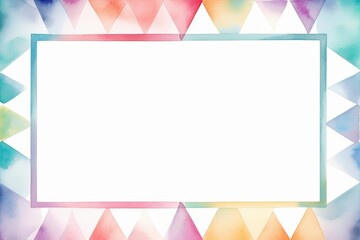 Fototapeta premium Digital Geometry Frame, Watercolor Geometric Border, watercolor illustration, isolated on white background