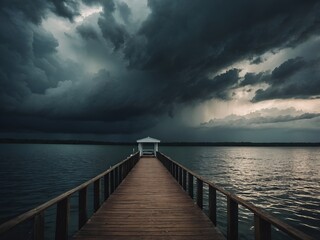 Obraz premium Approaching thunderstorm, bad summer weather