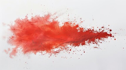 side view of a red mound of Holi festival powder, finely detailed with mixed hues, on a crisp white canvas, watercolor technique, soft and radiant appearance