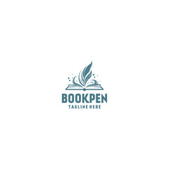 Book and pen logo vector illustration