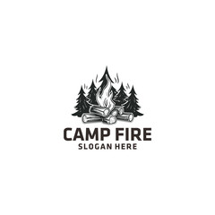 Camp fire logo vector illustration