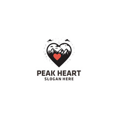 Peak heart logo vector illustration