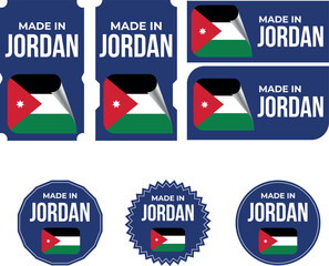 Made in Jordan. Jordan flag, Tag, Seal, Stamp, Flag, Icon vector