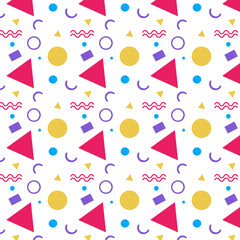 A fun Memphis pattern with contemporary and visually appealing pattern featuring geometric shapes and patterns. Perfect for holiday-themed designs, packaging, and textiles.