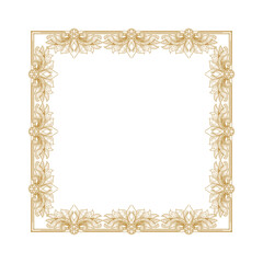 Square Royal Border Frame with Golden Art Deco Ornaments on White Background Illustration