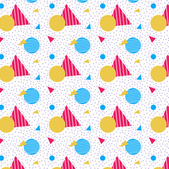 A fun Memphis pattern with contemporary and visually appealing pattern featuring geometric shapes and patterns. Perfect for holiday-themed designs, packaging, and textiles.