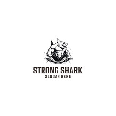 Muscle shark logo vector illustration