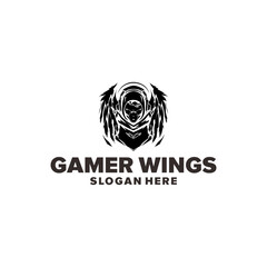 Gamer wings logo vector illustration