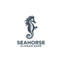 Seahorse vintage logo vector illustration